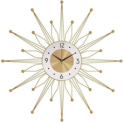 Mid-Century Modern Starburst Wall Clock with Gold Metal Design
