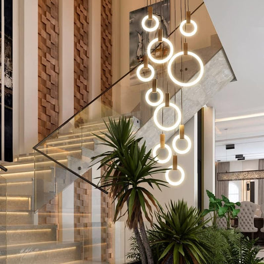 Modern Bubble Crystal LED Pendant Light with Aluminum Body and Remote Control Dimming
