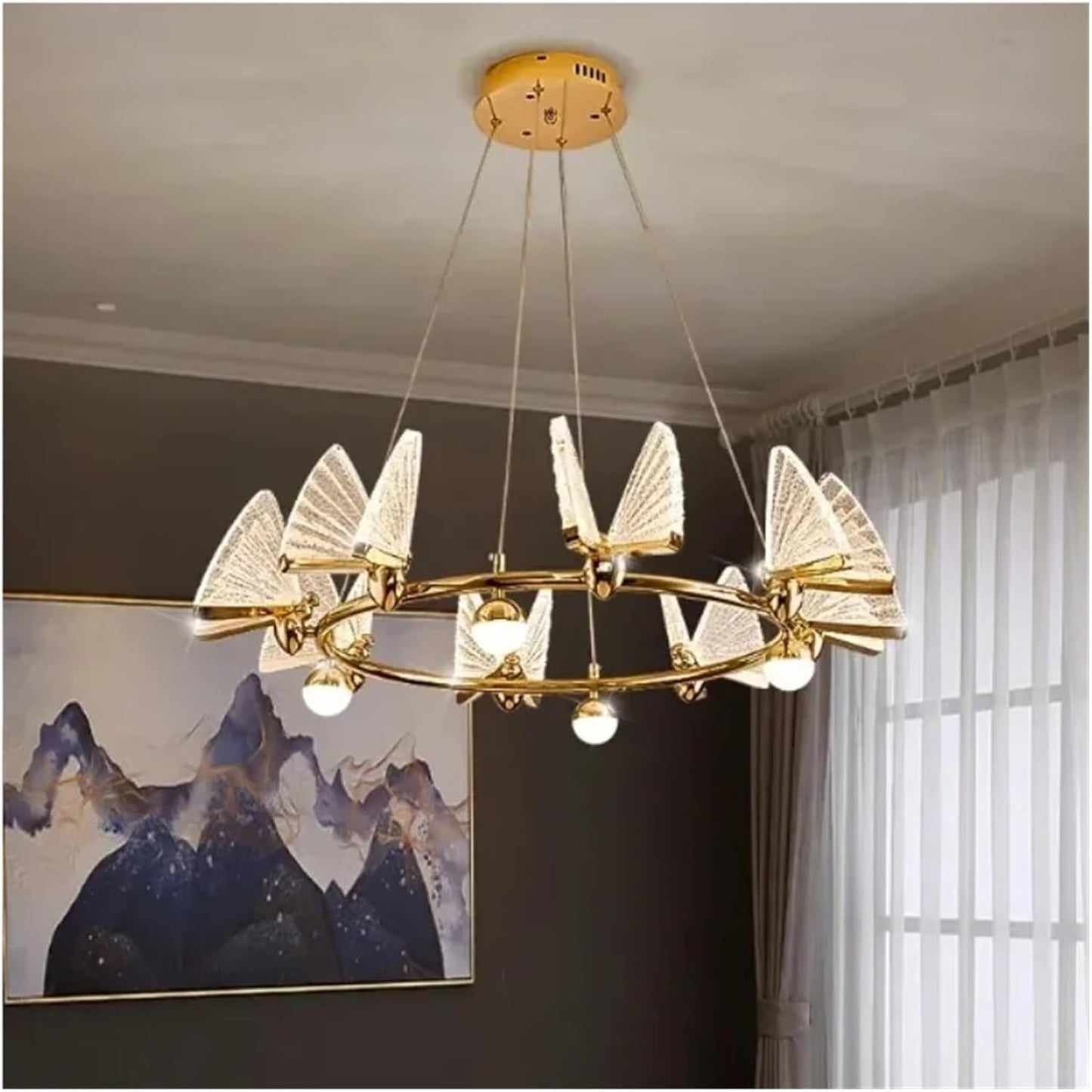 Modern Luxury LED Ceiling Chandelier with Adjustable Height and Energy Efficient Lighting