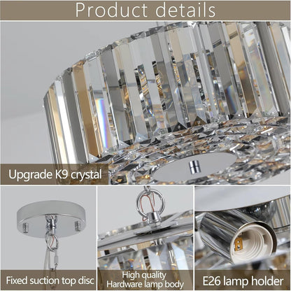 Luxury K9 Crystal Chandelier with Sand Gold and Black Metal Frame