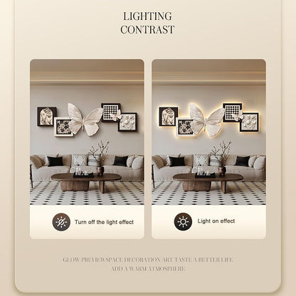 LED 3D Mountain View Wall Art Sculpture with Acrylic Metal Lighting Decor