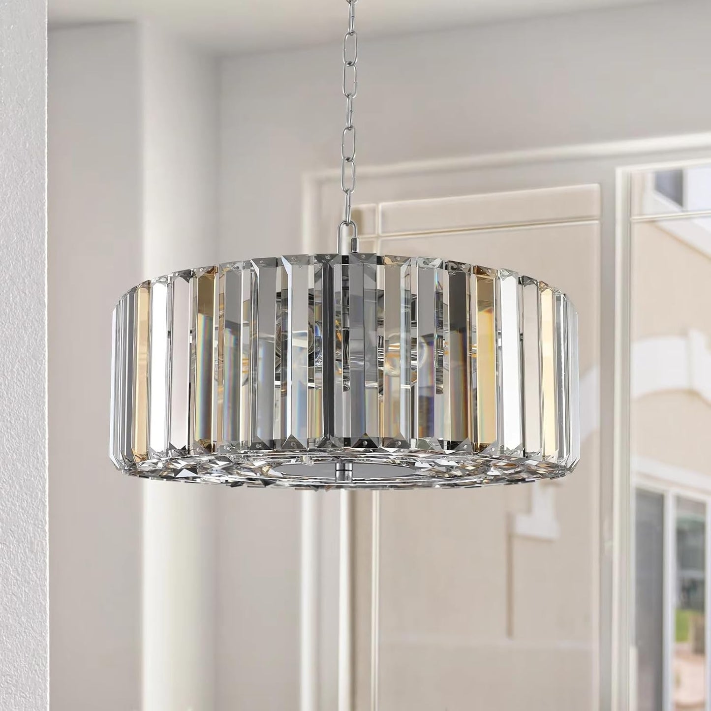 Luxury K9 Crystal Chandelier with Sand Gold and Black Metal Frame