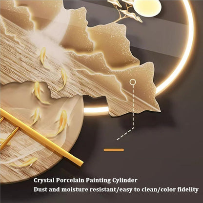 LED 3D Mountain View Wall Art Sculpture with Acrylic Metal Lighting Decor