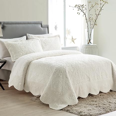 🛏️✨ Elegant Quilted Bedspread Set | Soft Cozy Bedding Decor 🏡💫
