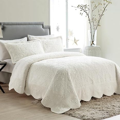 🛏️✨ Elegant Quilted Bedspread Set | Soft Cozy Bedding Decor 🏡💫